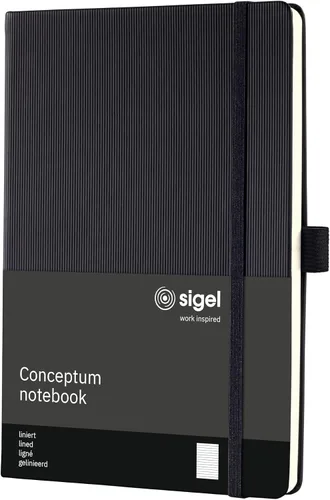 Vista 21 de Sigel Cuaderno CO120 CONCEPTUM®, negro, Tapa dura, liso con hoja guía rayada, aprox. A5, con numerosas características