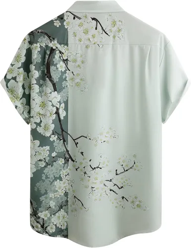 Vista 2 de Hardaddy Men's Vintage Bowling Shirt Short Sleeve Button Down Hawaiian Summer Beach Printed Casual ShirtsZ02