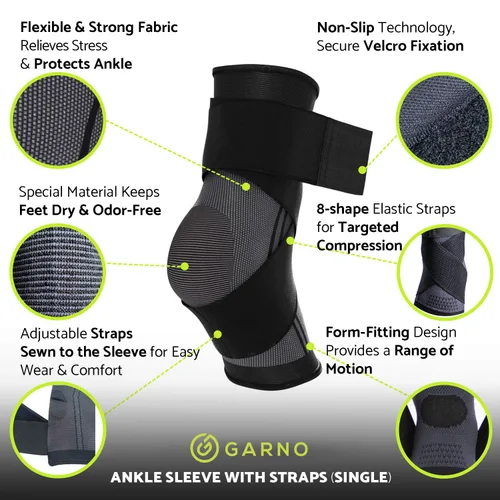 Vista 3 de GARNO Tobillera – Manga de compresión para pies con correas ajustables para hombres y mujeres, fascitis plantar y soporte de Aquiles, alivio