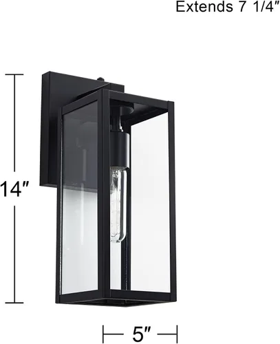 Vista 4 de John Timberland Titan - Juego de 2 lámparas de pared modernas para exteriores, marco rectangular negro místico del atardecer al amanecer, paneles