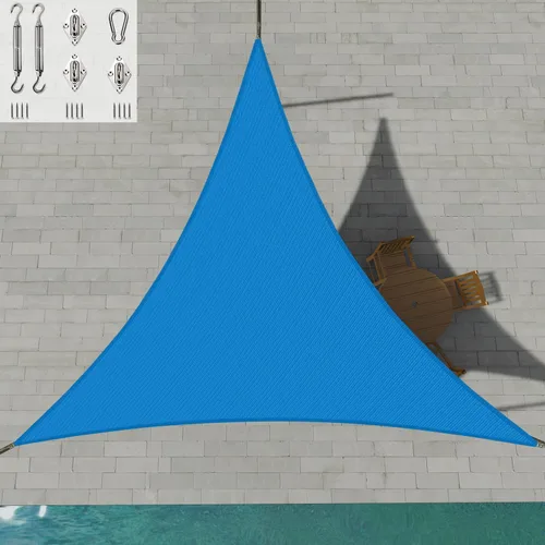 Vista 17 de Patio Paradise - Toldo parasol beige de 2 x 2 x 2 pies con kit de herrajes de 6 pulgadas, toldo triangular equilátero, tela duradera