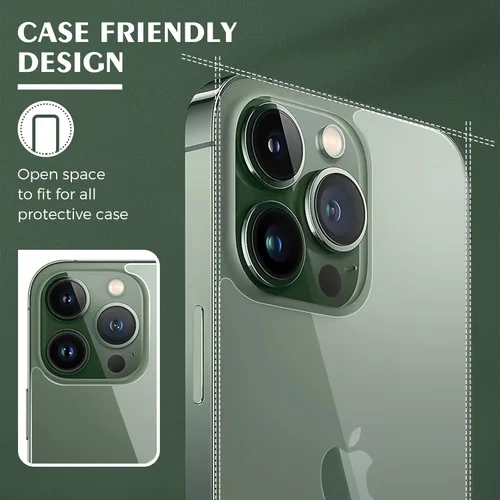 Vista 4 de Paquete de 2 protectores de pantalla trasera para iPhone 13 Pro Max, protector de vidrio trasero 13 Pro Max, protector de pantalla trasera