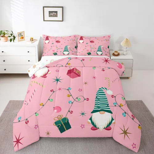 Vista 9 de Erosebridal Juego de edredón de Feliz Navidad, tamaño individual, divertido edredón de Papá Noel para niños y niñas, edredón de plumón de pingüino