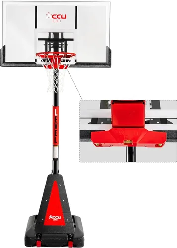Vista 2 de ACCU LEVEL Arro de baloncesto con manivela para exteriores, 7.5-10 pies, ajustable, portátil, portería de baloncesto para jóvenes y adultos, 54