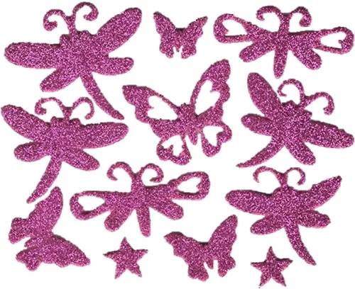 Vista 2 de Go Create! 3 hojas de calcomanías de espuma con purpurina ~ mariposas, estrellas y libélulas