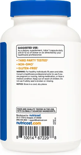 Vista 6 de Nutricost Gotu Kola 500 MG, 180 cápsulas vegetarianas, sin gluten, sin OMG