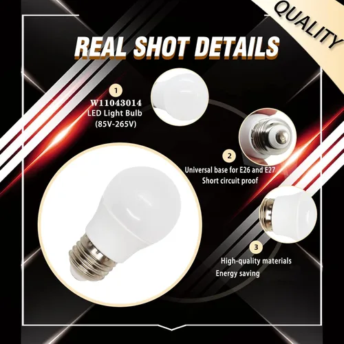 Vista 2 de Bombilla LED para refrigerador W11043014 W10805744 Compatible con Whirlpool W10745744 W10565137 W10837631 W10865849 - Bombilla LED