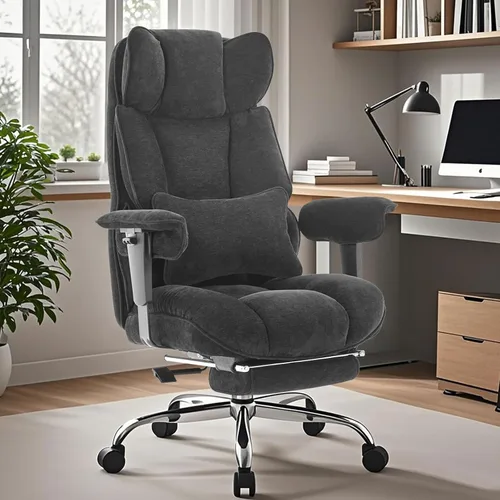 Vista 19 de Efomao - Silla ejecutiva de escritorio para oficina, con reposapiés, soporte lumbar y capacidad de carga hasta 400 libras, silla de computadora