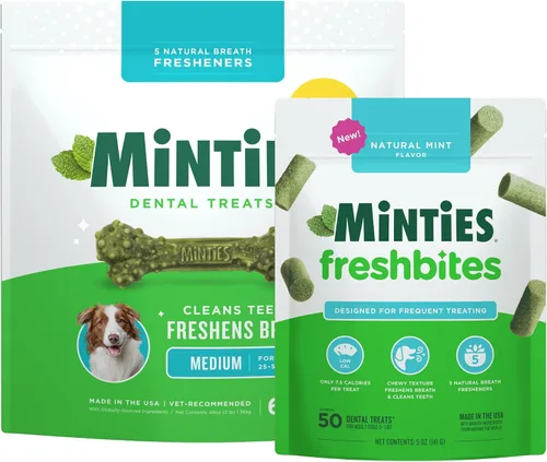 Vista 18 de Minties VetIQ - Golosinas dentales en hueso para perros, masticables dentales para perros medianos a grandes (más de 40 libras), 40