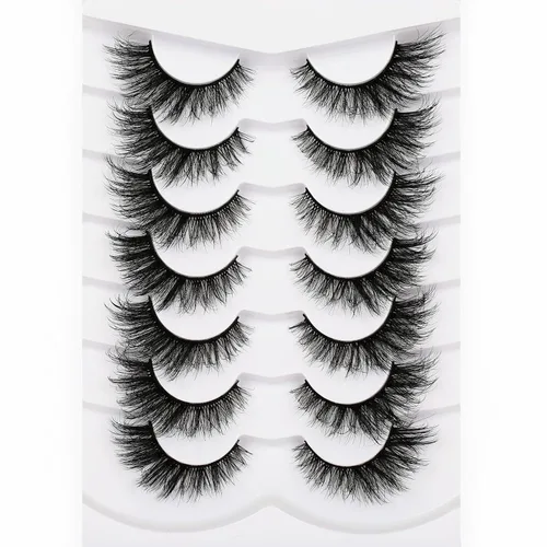 Vista 44 de Pooplunch - Pestañas postizas estilo ojo de gato, extensión de volumen 8D natural, finas, cortas, de visón sintético, tiras de pestañas postizas