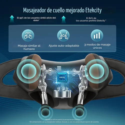 Vista 2 de Etekcity Masajeador de cuello inalámbrico FSA para aliviar el dolor de Negro profundo