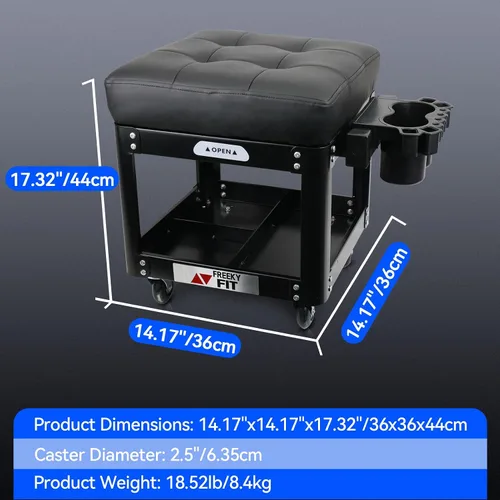 Vista 2 de Rolling Creeper - Asiento de garaje para hombres, taburete mecánico acolchado con bandeja de herramientas de almacenamiento para garaje, taburete