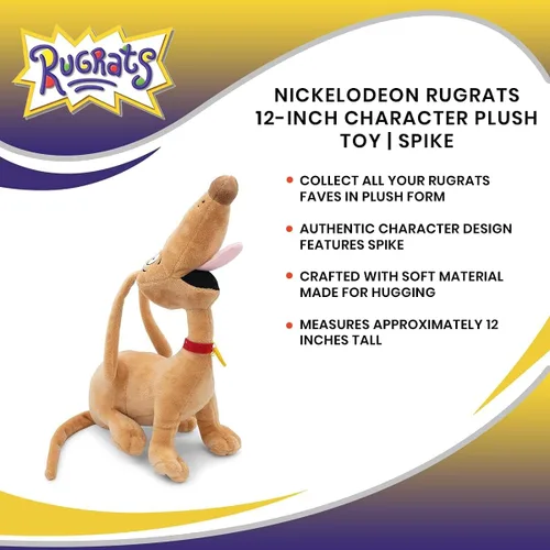 Vista 6 de Golden Bell Studios Nickelodeon Rugrats Spike - Juguete de peluche de personaje de 12 pulgadas, suaves y lindos animales de peluche, regalos