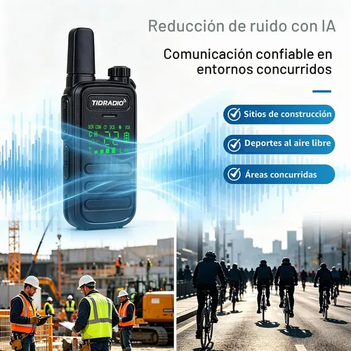 Vista 4 de TIDRADIO TD-M11 Plus Walkie Talkies Long Range,Waterproof/Dustproof,AI Noise Reduction,Web/APP Bluetooth Programming,NOAA,VOX,22CH,for