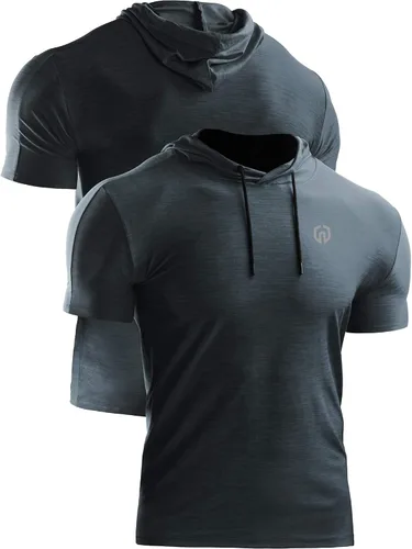 Vista 5 de NELEUS Camiseta deportiva Dry Fit Performance con capucha para hombre