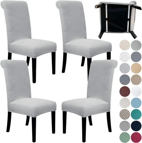 Vista 25 de SPRINGRICO Paquete de 2 fundas para sillas de comedor con cinturón de seguridad, fundas elásticas para sillas Parsons lavables, fundas protectoras