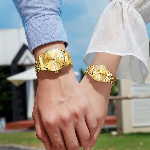 Vista 3 de OLEVS Couple Watches Men and Women Automatic Mechanical Waterproof Casual His and Hers Watches Set Pair for Couples