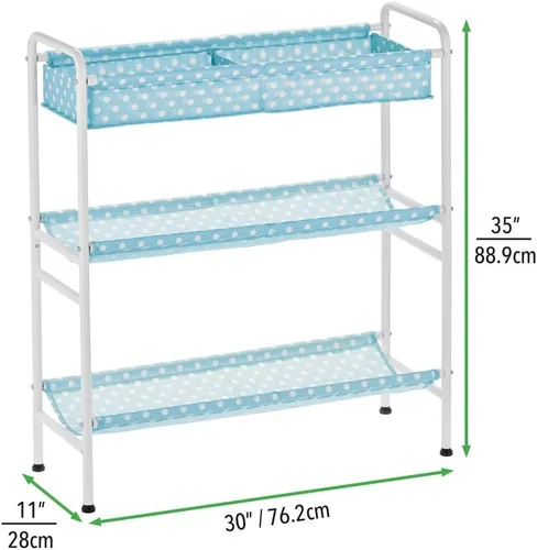 Vista 3 de mDesign Marco de metal de 3 niveles, carrito organizador vertical de almacenamiento de juguetes para dormitorio de niños/niños, sala de juguetes