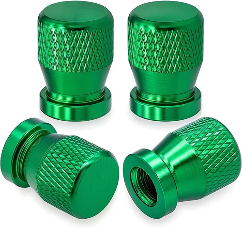 Vista 43 de 4 piezas de tapas de vástago de válvula de neumático de automóvil, tapas de válvula de aire de neumático a prueba de fugas de aleación de aluminio
