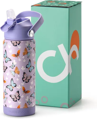 Vista 12 de Botella de Agua Choco Mocha para Niños para la Escuela, Botella de Agua Aislada para Niños de Acero Inoxidable para Niños, 14 Oz Camión Monstruo