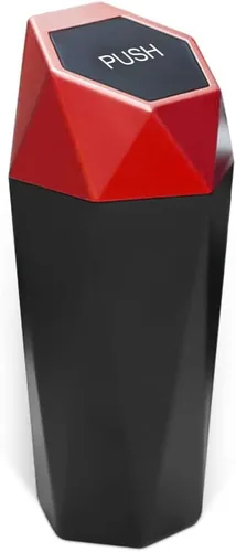 Vista 18 de Cubo de basura para automóvil con tapa, mini cubo de basura portátil para automóvil, pequeño diseño de diamante a prueba de fugas, contenedores