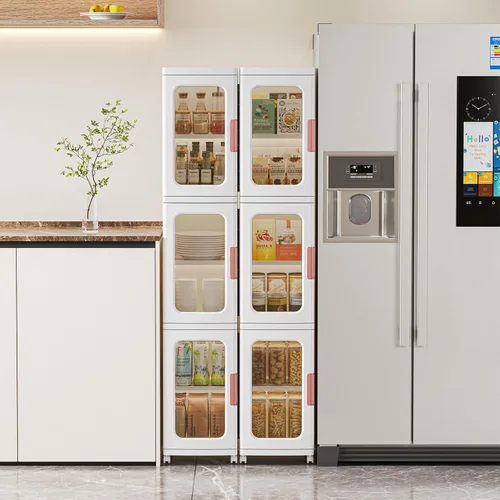 Vista 2 de CXCJAI Armario de almacenamiento estrecho con puertas y estantes, armario de cocina alto y delgado con estante ajustable, organizador de papel