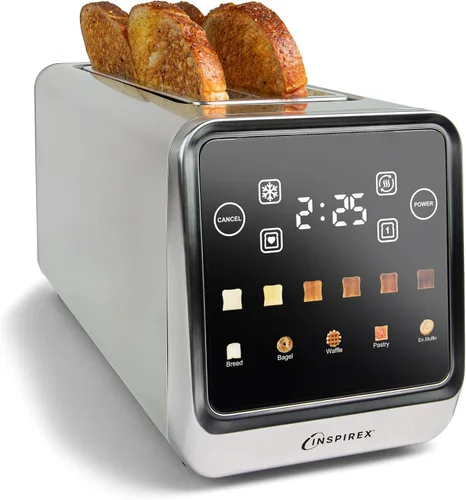 Vista 13 de Inspirex - Tostadora de palanca con pantalla táctil de dos rebanadas, color negro