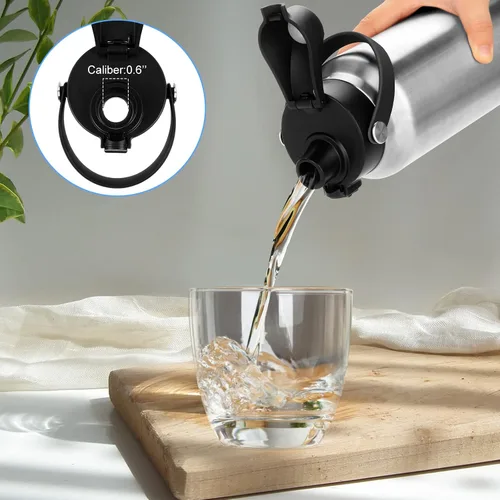 Vista 5 de Tapa con pico automático para botellas YETI Rambler, se adapta a botellas de 18/26/36/64 onzas, tapa de repuesto con botón de presión y asa