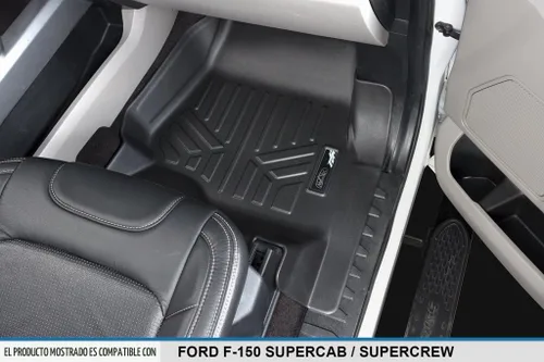 Vista 3 de SMARTLINER Juego de alfombrillas de piso de ajuste personalizado de 2 filas compatibles con Ford F-150 2015-2025
