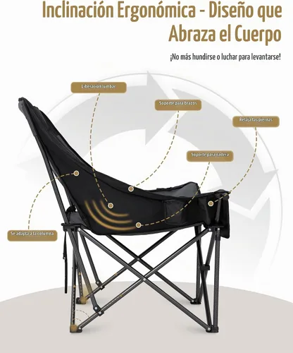 Vista 6 de KingCamp Silla de camping extragrande XL, sofá plegable resistente de 500