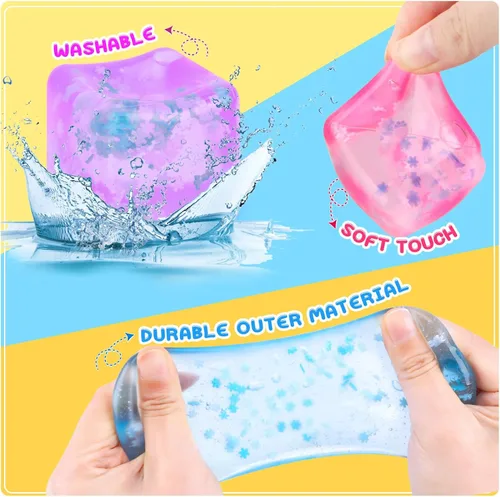 Vista 4 de Gretex Cubo de hielo Fidget Toy para todas las edades: paquete de 3 cubos suaves sensoriales Fidget cubo de hielo bola de estrés Squishy Cube