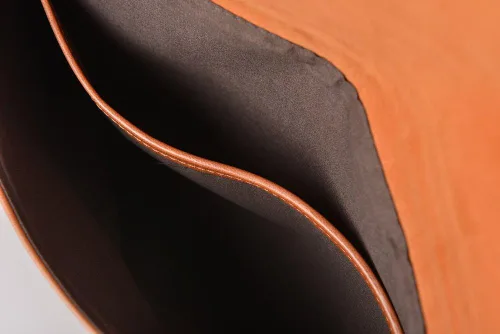 Vista 7 de Maletín de cuero para hombre, bolso de mano con solapa tipo sobre, Marrón