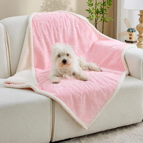Vista 21 de Manta impermeable calmante para gatos de interior, manta suave y silenciosa de felpa para mascotas, manta gruesa de piel sintética de 500 GSM