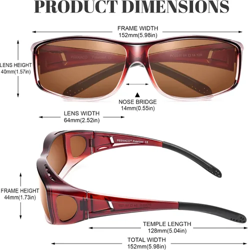 Vista 47 de Polarized Sunglasses Fit Over Glasses for Women Men with UV400 Protection Over Wrap Around Sun Glasses