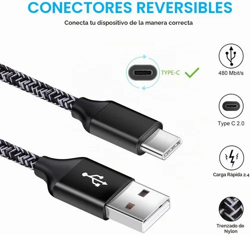 Vista 2 de Cable de carga rápida para Samsung Galaxy A17 A11 A01 A21 A51 A71 A16 A15 A14 5G A9 A12 A32 A52 A72 A13 A10E A03s A35 A55 S25 S24 S23 S22 S21+ S20