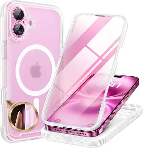 Vista 49 de Miracase - Funda magnética para iPhone 13 Pro Max de 6.7 pulgadas (compatible con MagSafe), transparente, completo, protector de pantalla de vidrio