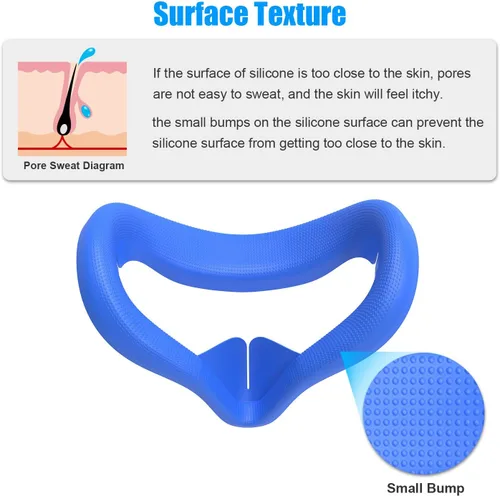Vista 4 de AMVR - Funda facial para Quest 2, máscara facial de silicona a prueba de sudor y cojín facial para auriculares Quest 2 VR, lavable, ligera