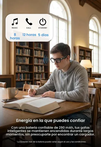 Vista 9 de DPVR - Lentes inteligentes AI con cámara y Bluetooth – Gafas de cámara HD de 8 MP para hombres y mujeres, gafas de grabación de video con asistente