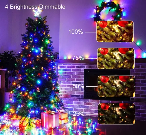 Vista 4 de LYHOPE Luces de Navidad, 98.4 pies, 300 luces LED de hadas de Navidad, luces blancas cálidas y multicolor, con control remoto, 11 modos, luces