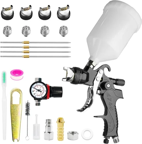 Vista 8 de HVLP - Kit de pistola de pulverización con boquillas de 1.4/1.7/0.079 in y presión de aire, pistola de pintura automotriz de alimentación por
