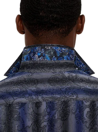Vista 7 de Robert Graham Camisa tejida de manga larga de la Vía Láctea para hombre