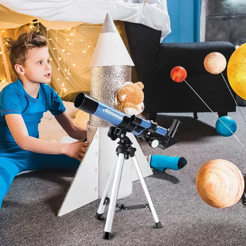 Vista 7 de Telescopios AOMEKIE 40/400 con trípode de mesa 2 oculares, telescopios portátiles para principiantes de astronomía con buscador y brújula