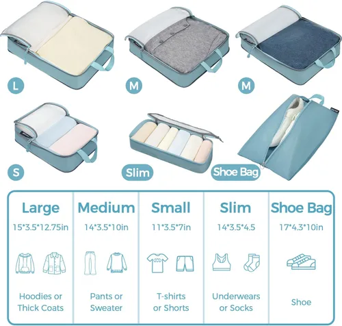 Vista 49 de BAGAIL 4 Set/6 Set Ultraligero Compresión Embalaje Cubos Organizador de Embalaje para Accesorios de Viaje Equipaje Maleta Mochila