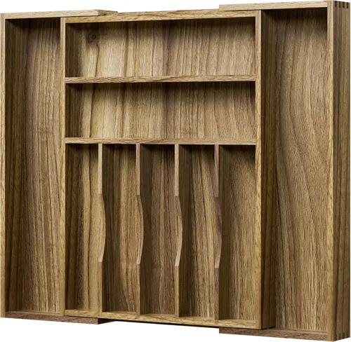 Vista 11 de Kiasthome Organizador de Cajón de Cubiertos de Madera de Acacia, Organizador de Cajón de Utensilios de Cocina con Divisores Ranurados, Organizador