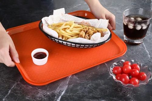 Vista 5 de New Star Foodservice Bandeja de comida rápida, juego de 12 (naranja, 10 x 14 pulgadas)