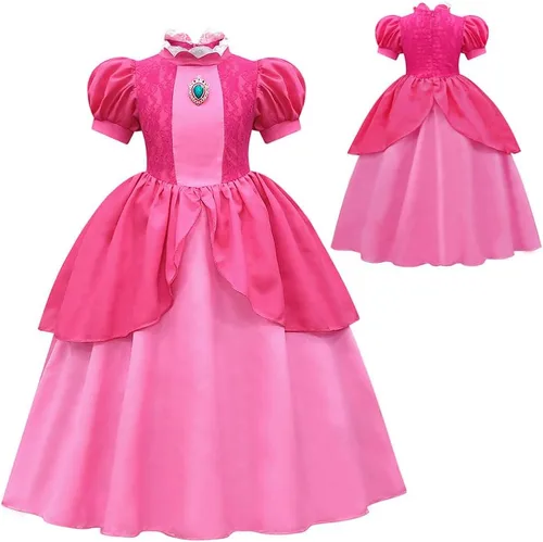 Vista 3 de Rxiduoy Vestido de fiesta de Halloween para mujer, disfraz de princesa melocotón de Super Brothers