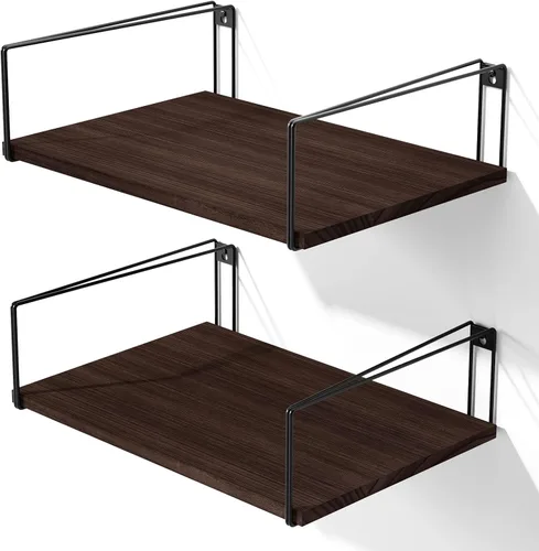 Vista 11 de SRIWATANA Estantes flotantes de pared anchos profundos 16 pulgadas de ancho Negro
