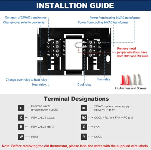 Vista 2 de ELECTECK - Termostato digital no programable, 1 calor/1 frío, negro Compatible with Single Stage Electrical and Gas/Oil System, for home use with