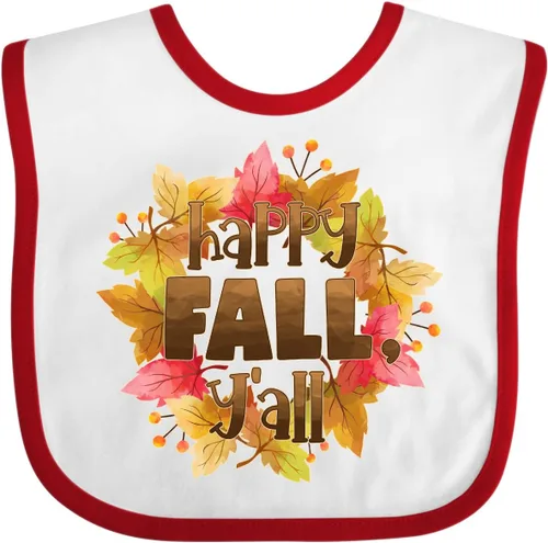 Vista 5 de inktastic Happy Fall, Y'all Fall Leaves Wreath Baby Bib