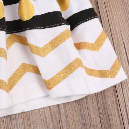 Vista 8 de Conjunto de vestido para niña con faldas a rayas y lazo